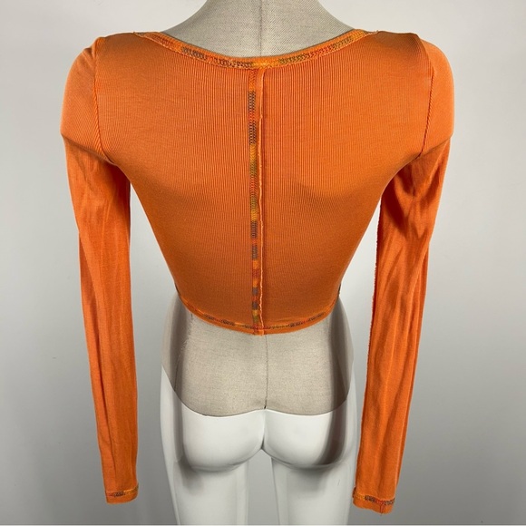 UO OUT FROM UNDER Orange Long Sleeve Crop Top XS - Picture 4 of 11